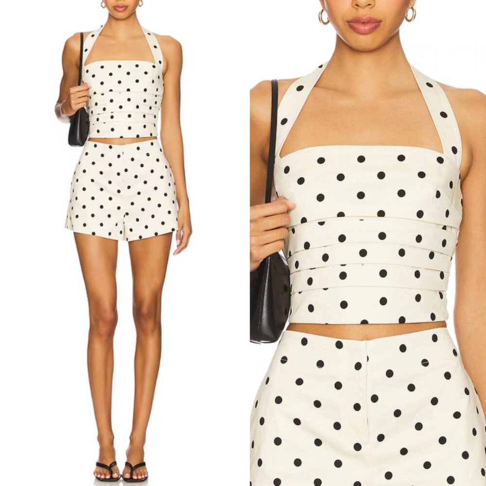 BEST L'Academie by Marianna Polina Top - Maude Dot Cropped Party Polka